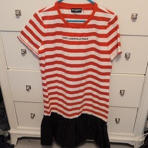 Karl Lagerfeld  Red and White Striped Dress